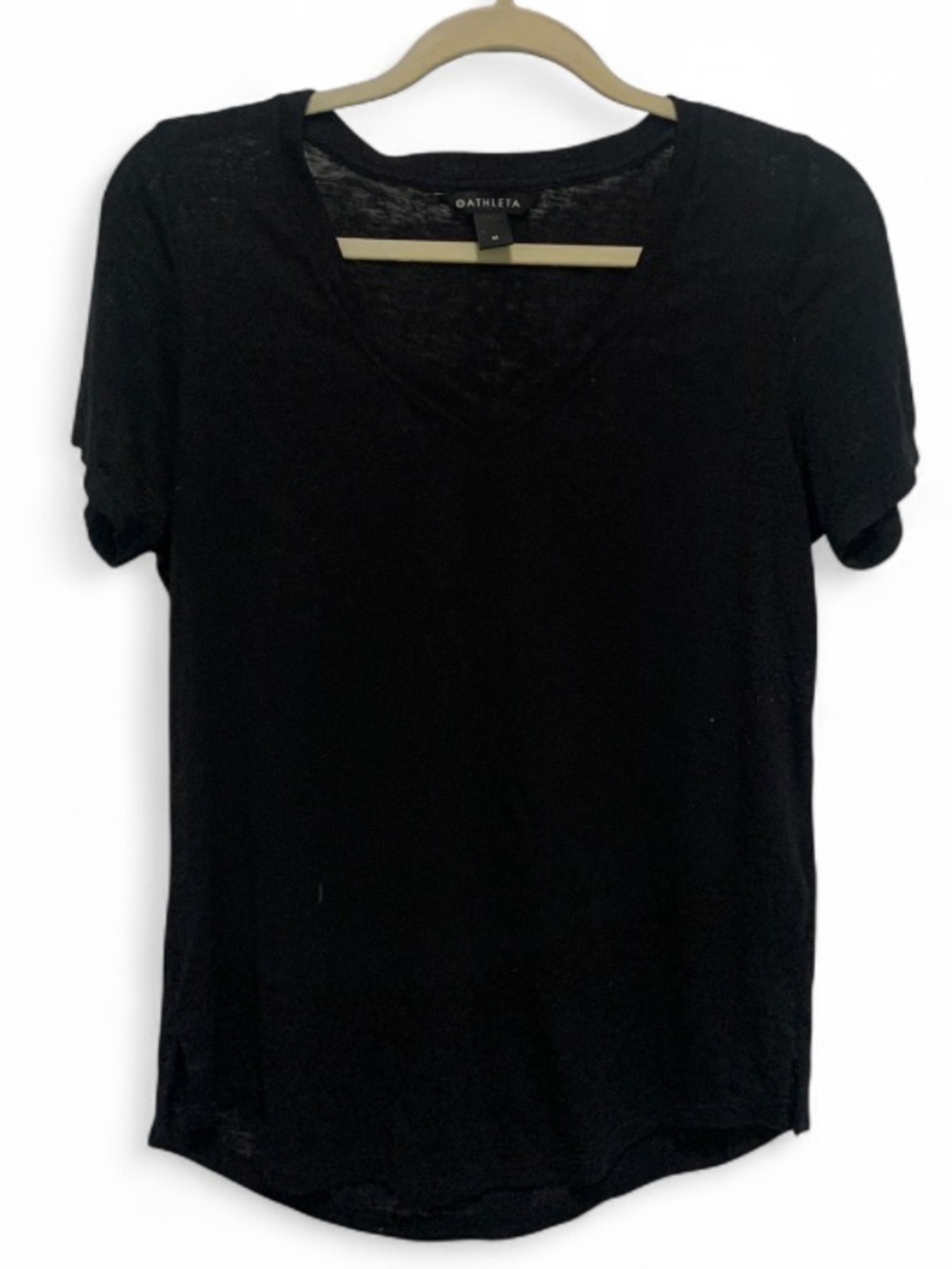 Athleta Breezy Scoop Black V-Neck Short Sleeve Tee